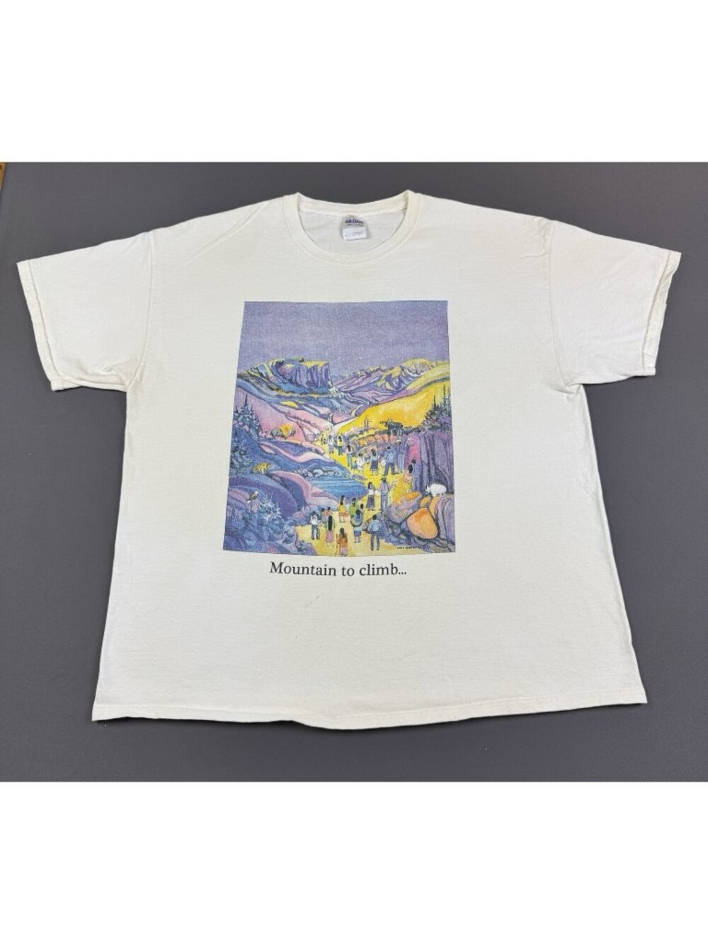 Rare Vintage Y2K Mountain To Climb Art Painting Native America Jane Shepherd Tee